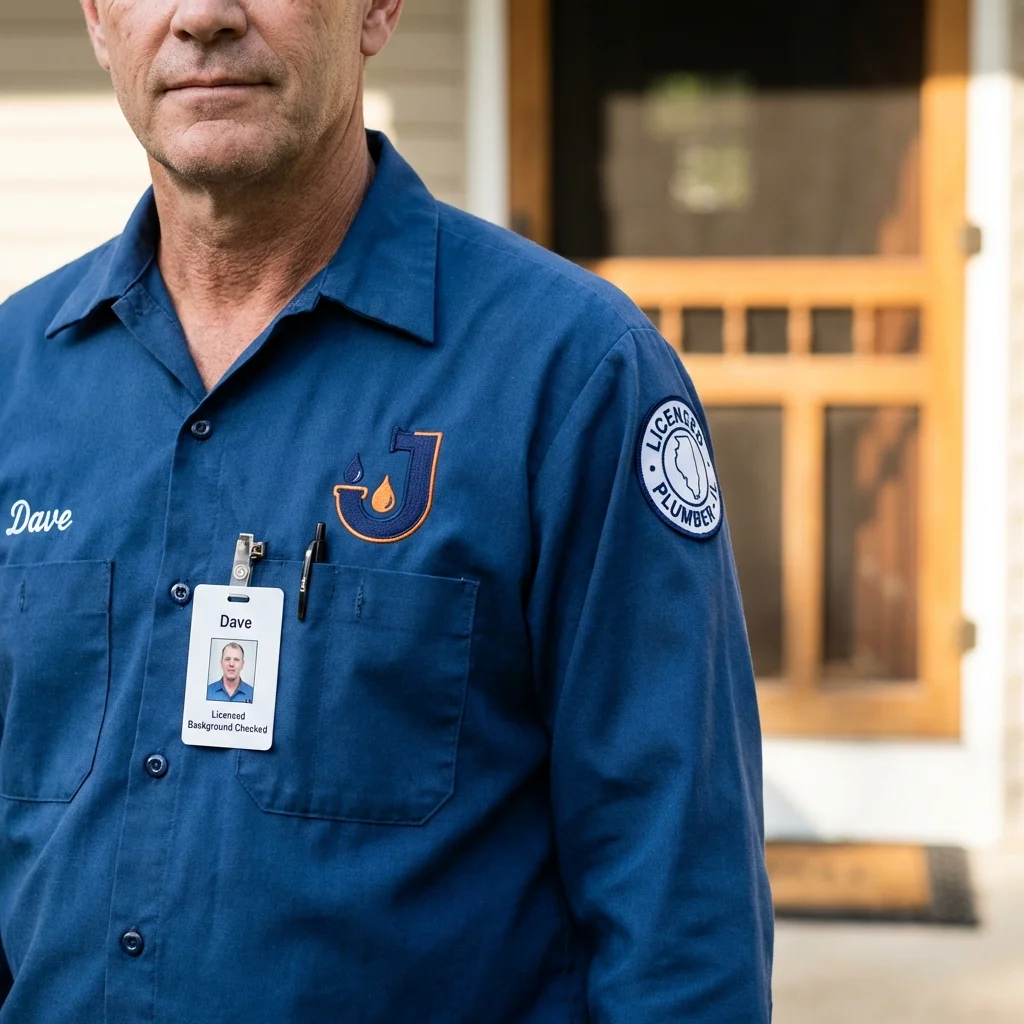 Licensed plumber showing ID badge in Nelsonville, OH