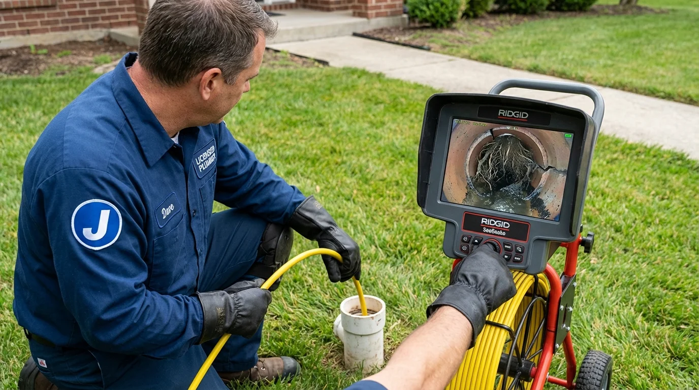Sewer camera inspection being performed by Johns Plumbing LLC in Nelsonville